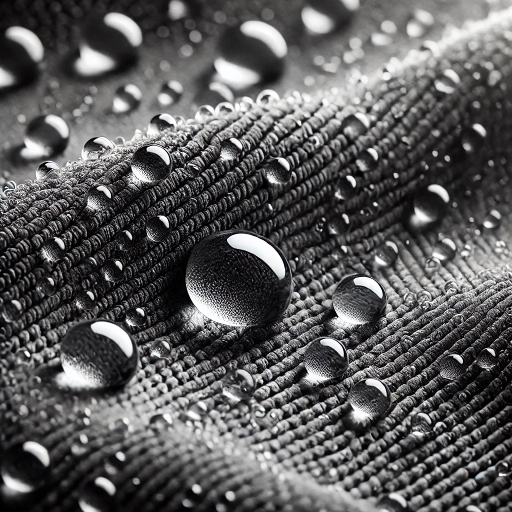 Moisture-wicking fabric repelling water droplets