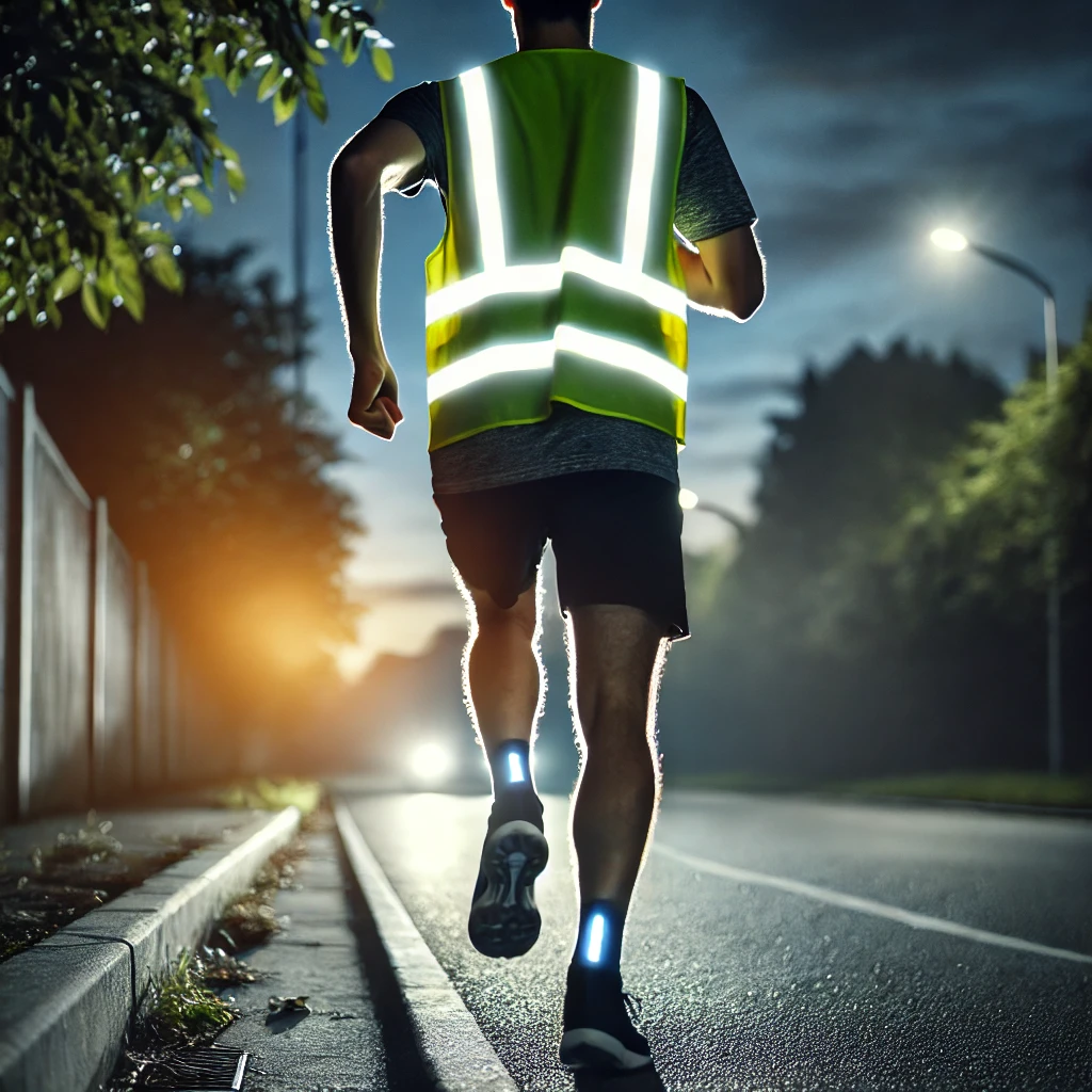 Runner in reflective gear visible at night